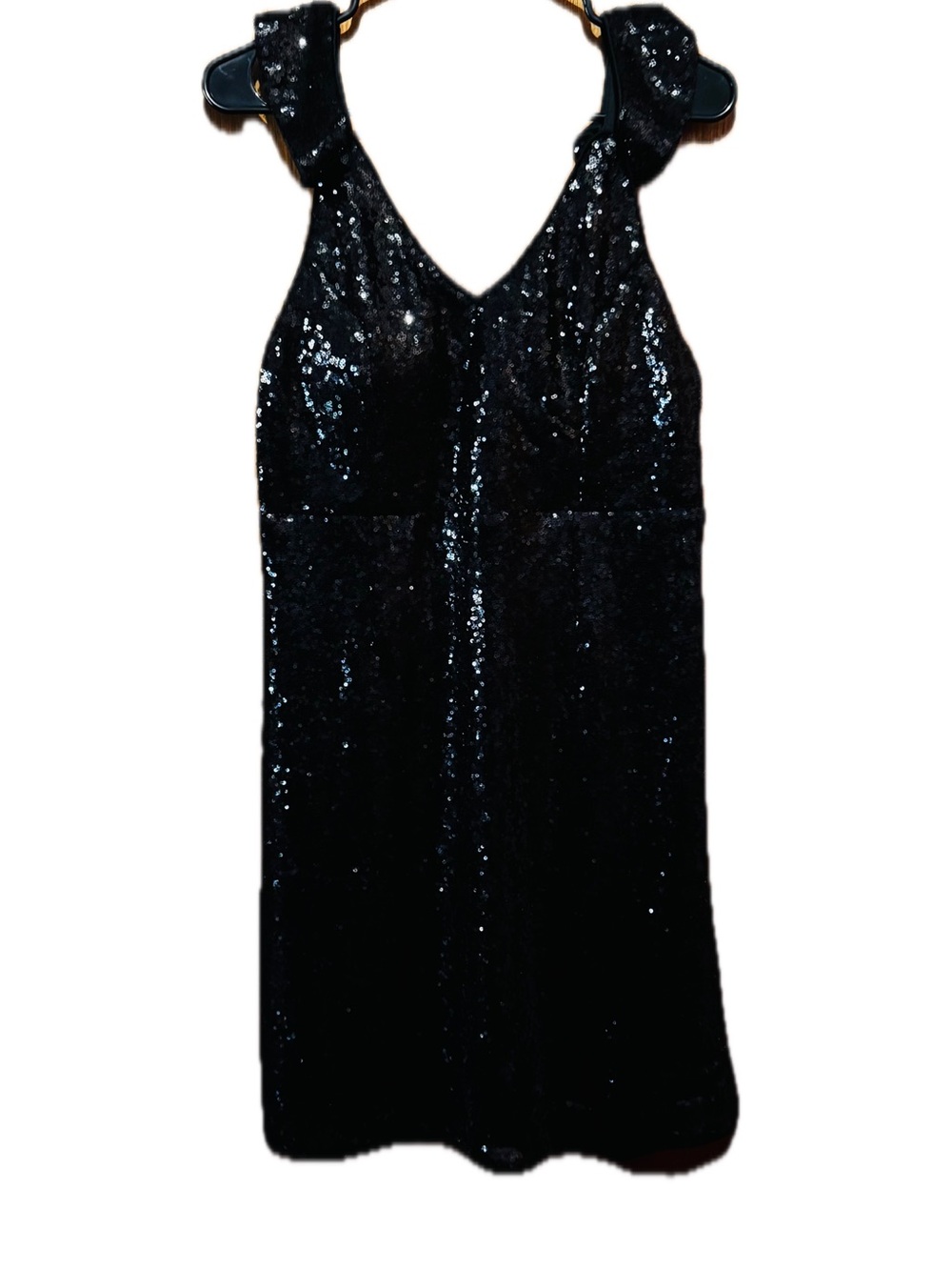 Black Sequin V-Neck Sleeveless Dress